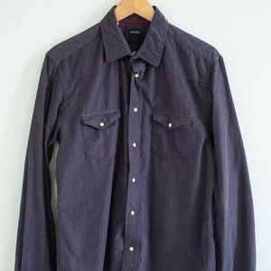 Gray Benson Western Corduroy Shirt, Snap Buttons